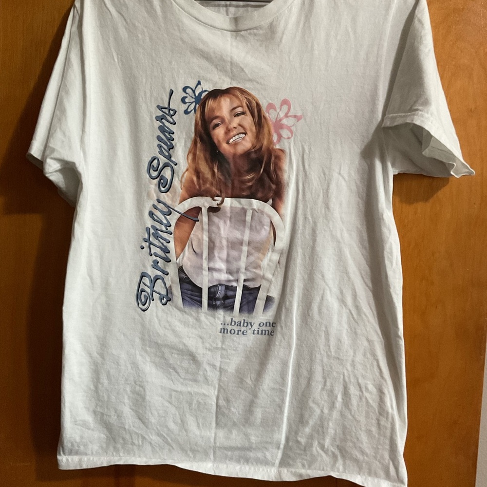 White Celebrity Graphic T-Shirt featuring Britney Spears